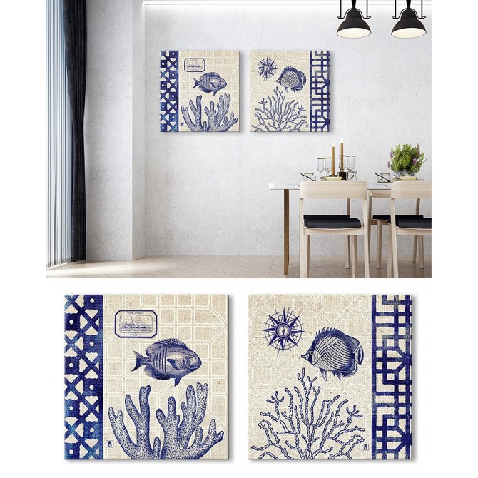 J2-M00-Juego de 2 Lienzos Sea Shore Square I - Sea Shore Square II