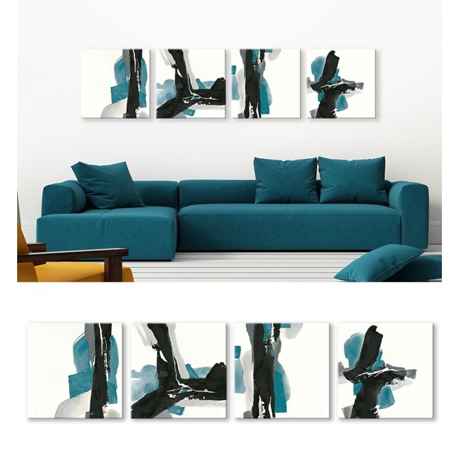J4-M00-Juego de 4 cuadrados en linea - Cuadro Black and Teal