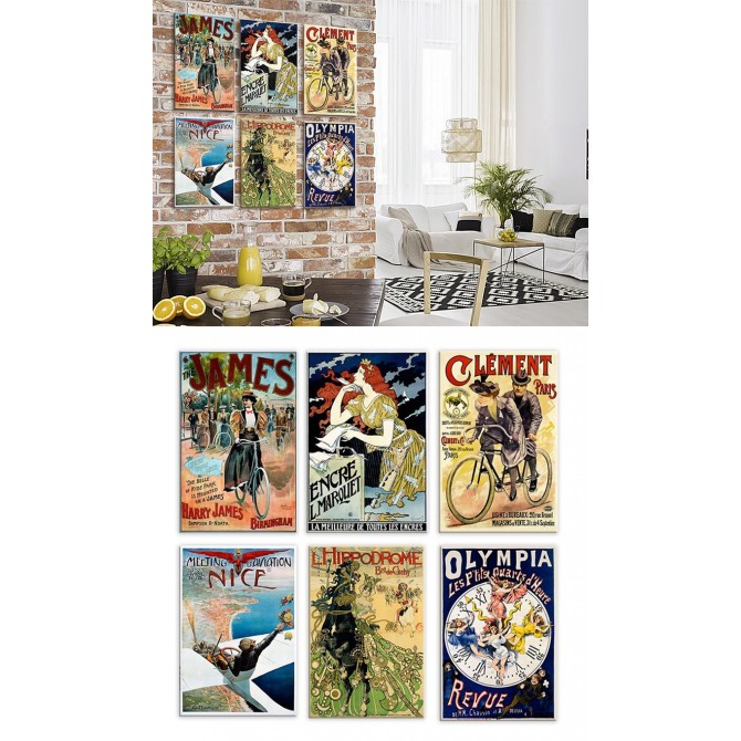 J3J3-M01-Juego de 6 Lienzos-The ?James? Bicycle-Encre L Marquet-Clement Bicycles..