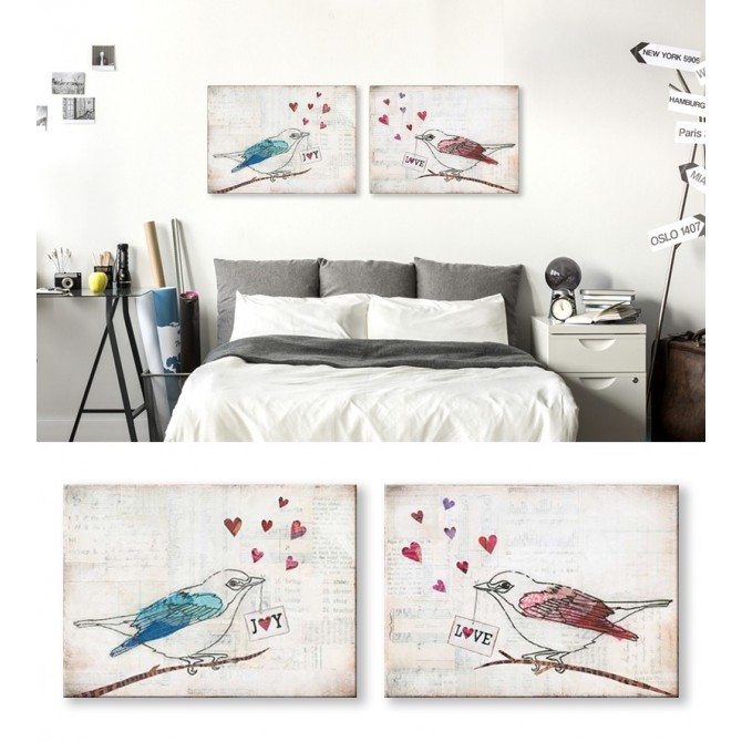 Juego de 2 cuadros- Love Birds