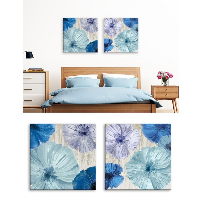 Juego de 2 Lcuadros de flores azules - Poppies