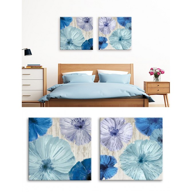 Cuadro para dormitorio - Juego de 2 Lcuadros de flores azules - Poppies - Cuadrostock