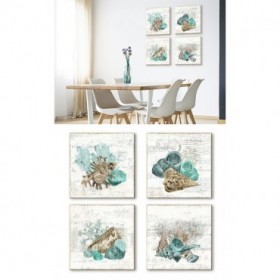 J2J2-M00-Juego de 4 lienzos cuadrados - Shell Letter - Cuadrostock