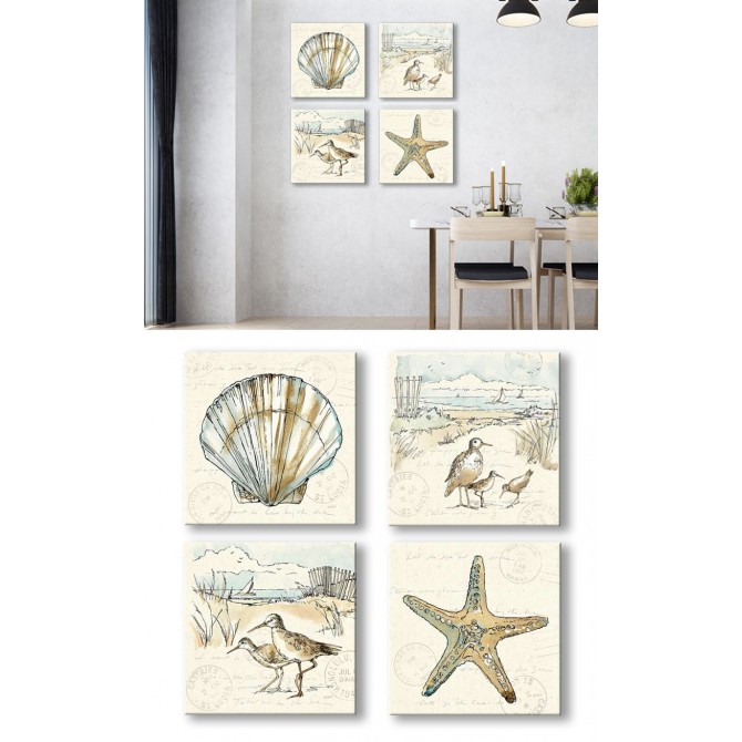 J2J2-M00-Juego de 4 lienzos cuadrados- Coastal Breeze