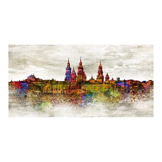 JF-0119-GR2 Cuadro Skyline Santiago de Compostela COLORES