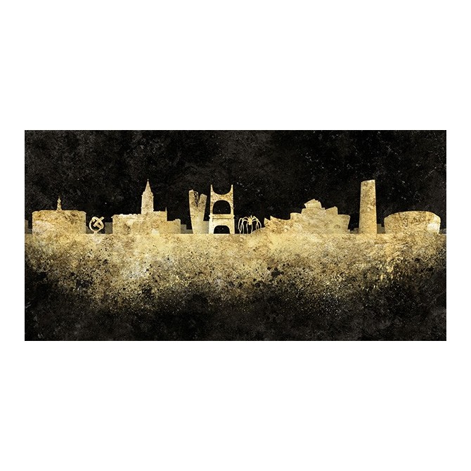 JF-0118-GR2 Cuadro Skyline Edificios Bilbao NEGRO