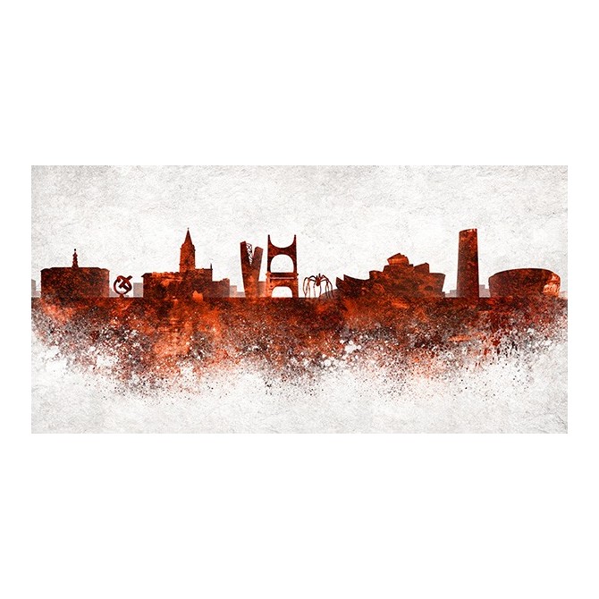 JF-0117-GR2 Cuadro Skyline Edificios Bilbao ROJO