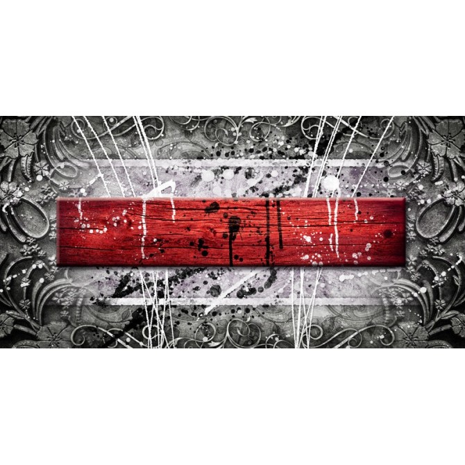 EMO-012 Cuadro Abstracto con Madera Roja y Salpicaduras