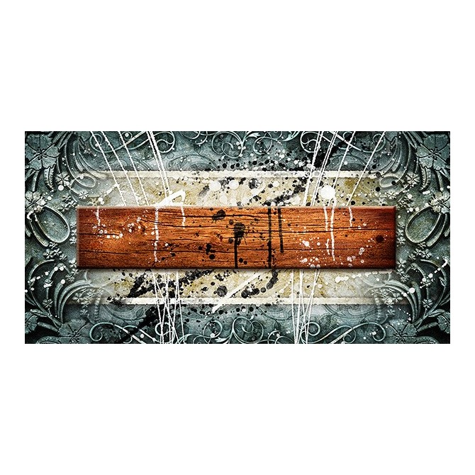 EMO-010 Cuadro Abstracto con Madera y Salpicaduras