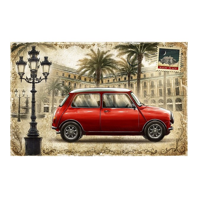 JF_0080_GR1 Cuadro Mini Rojo sobre fondo Ocre - Postal Vintage