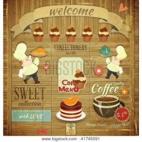 Cafe Confectionery Menu Retro Design - Cuadrostock