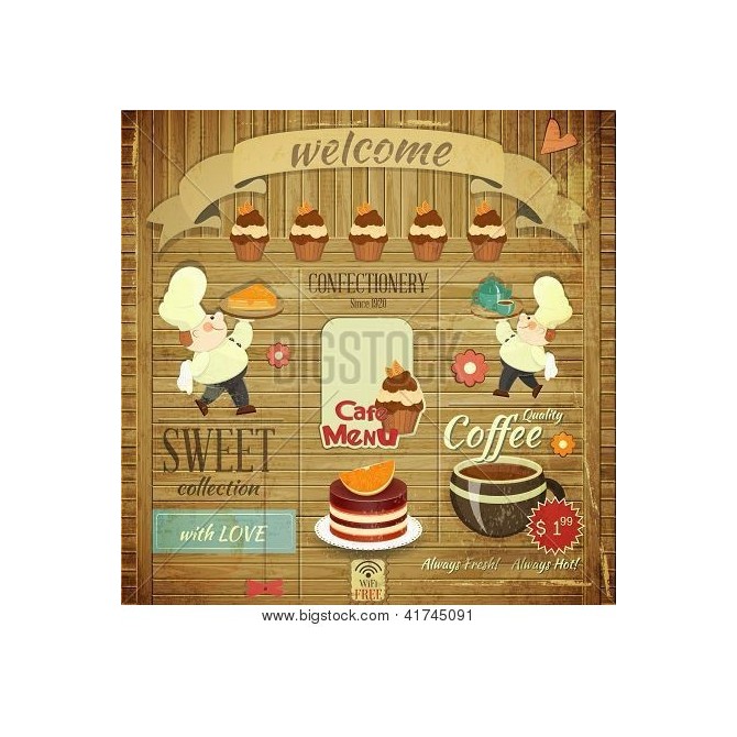 Cafe Confectionery Menu Retro Design