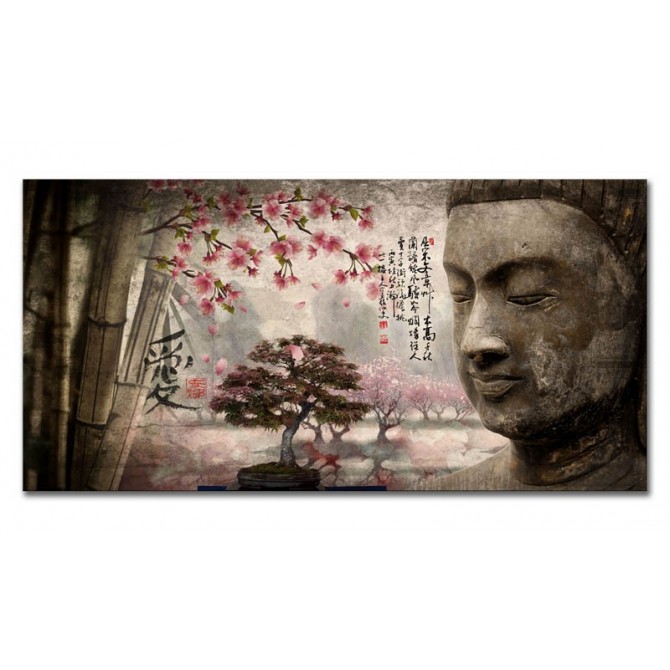 LH-2018.1 Cuadro Paisaje con Buda y Letras Japonesas
