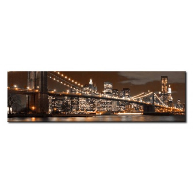 19853067_N / Cuadro New York Noche Naranja 140x40