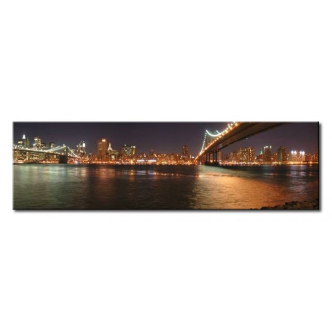 2737568_X / Cuadro New York y puente Brooklyn noche 140x40 - Cuadrostock