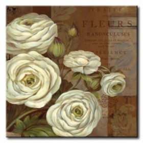 GLA-604_Patina Ranunculus / Cuadro Flores, Flores sobre fondo Vintage