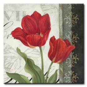 GLA-511_Etude en Rouge II / Cuadro Flores Rojas sobre fondo Vintage
