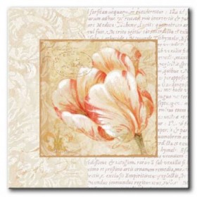 GLA-489_Le Jardin IV / Cuadro Flores, Flor sobre fondo Vintage con Letras