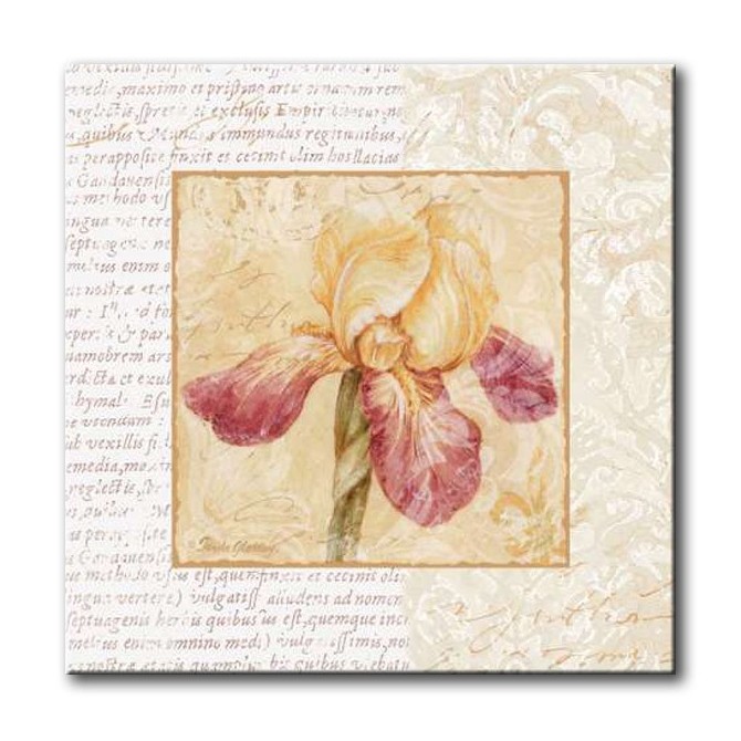 GLA-488_Le Jardin III / Cuadro Flores, Flor sobre fondo Vintage con Letras