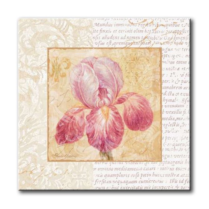 GLA-487_Le Jardin II / Cuadro Flores, Flor sobre fondo Vintage con Letras