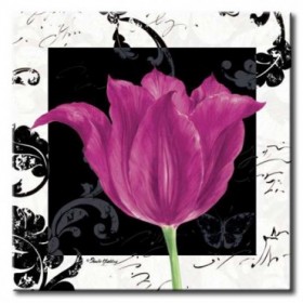 GLA-485_Damask Tulip IV / Cuadro Flores, Flor Lila sobre fondo vintage moderno - Cuadrostock