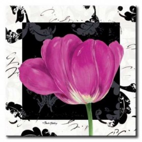 GLA-483_Damask Tulip II / Cuadro Flores, Flor Lila sobre fondo vintage moderno - Cuadrostock