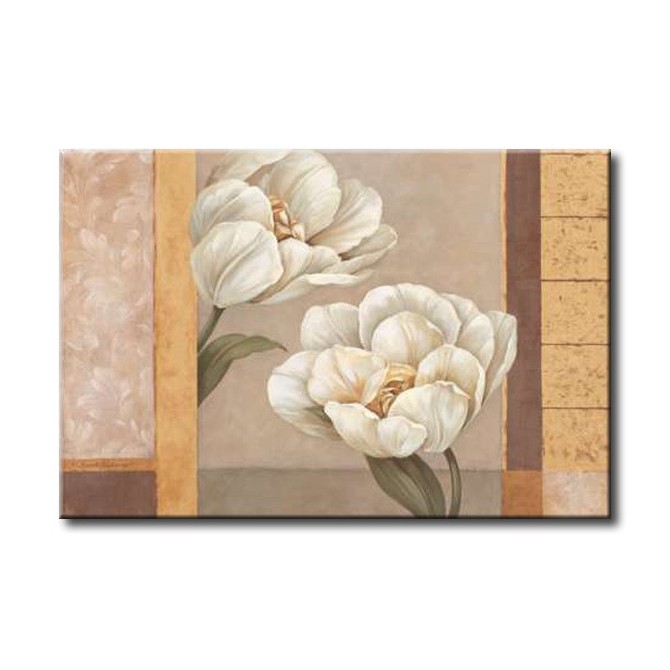 GLA-499_Tulip Duet / Cuadro Flores sobre fondo beige