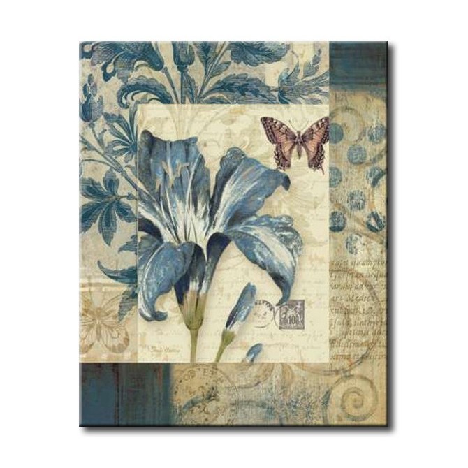 GLA-593_Blue Moods Lily / Cuadro Flores sobre fondo Vintage - Cuadrostock