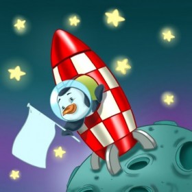 T9b / Cuadro El pingüino astronauta - Cuadrostock