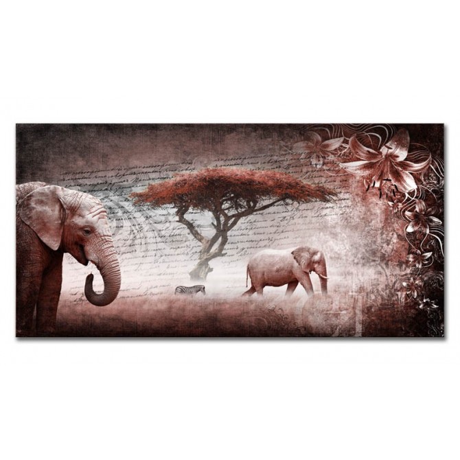 LH-2034 Cuadro Collage Elefantes Rojo