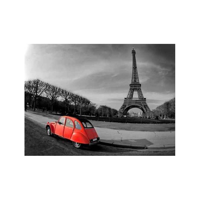 28112143 / Cuadro Torre Eiffel y coche rojo - Cuadrostock