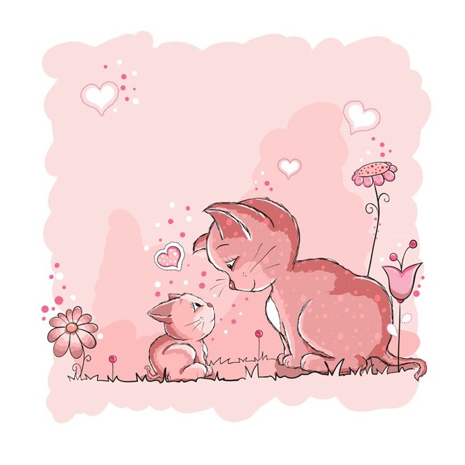 25541598 / Cuadro Gatita rosa y Mami