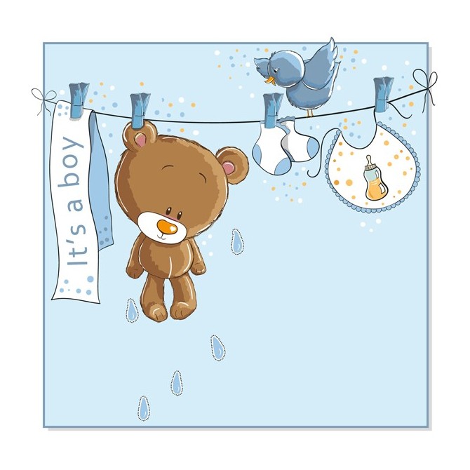 900117 / Cuadro Baby bear hanging BOY