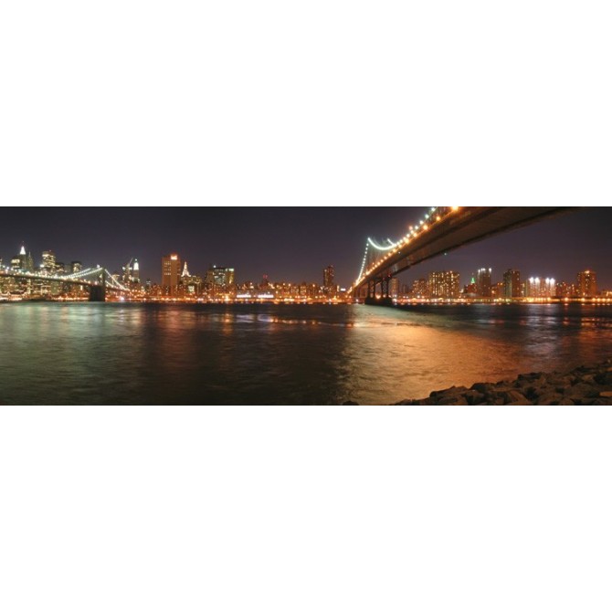 2737568_X / Cuadro New York y puente Brooklyn noche - Cuadrostock