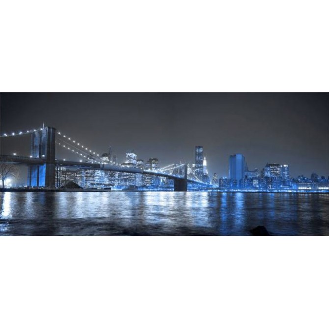 30284684- A / Cuadro Puente de Brooklyn, Nueva York, NY azul
