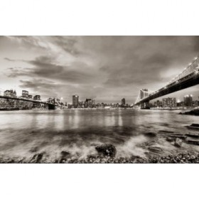 Cuadro Puentes de Brooklyn y Nueva York b/n