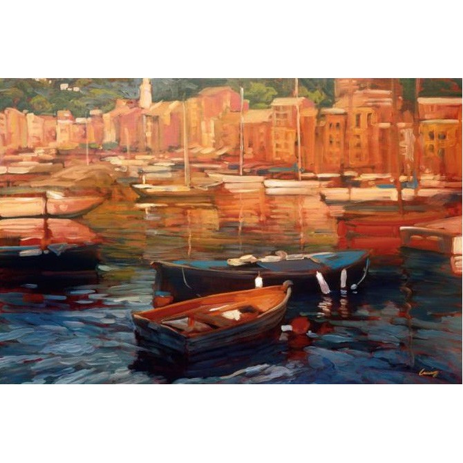 12441 / Cuadro Anchored Boats - Portofino - Cuadrostock
