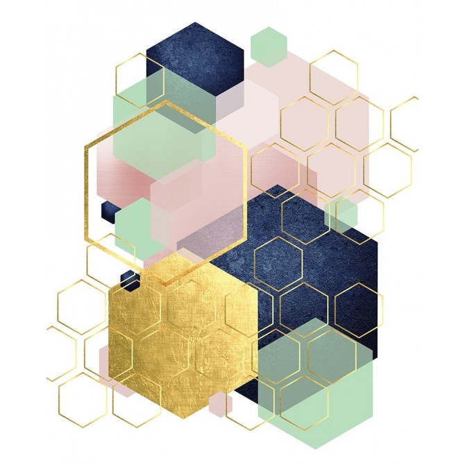 Gold Blush Navy Mint Hexagonal