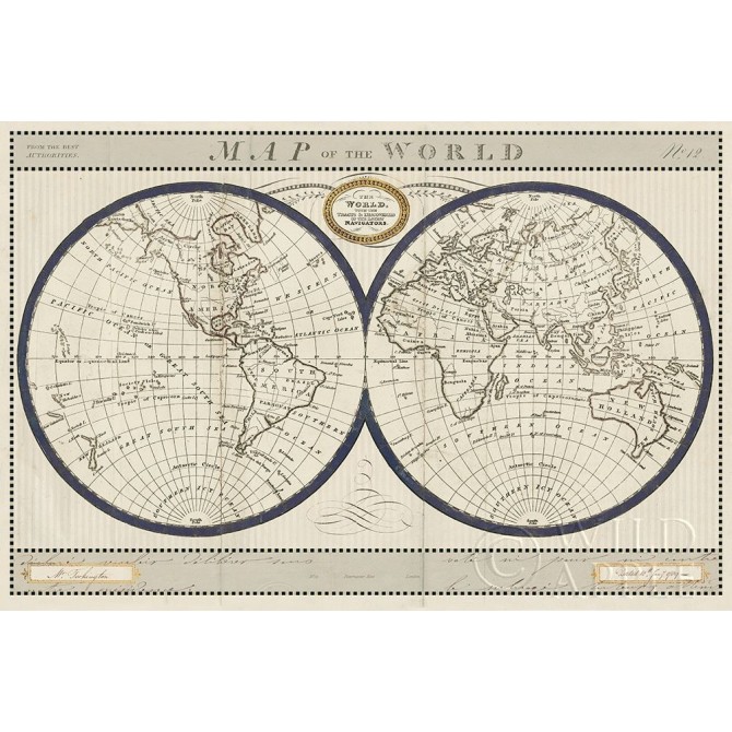 Torkingtons World Map with Indigo - Cuadrostock