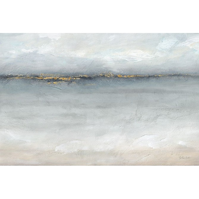 Serene Sea Grey Gold Landscape