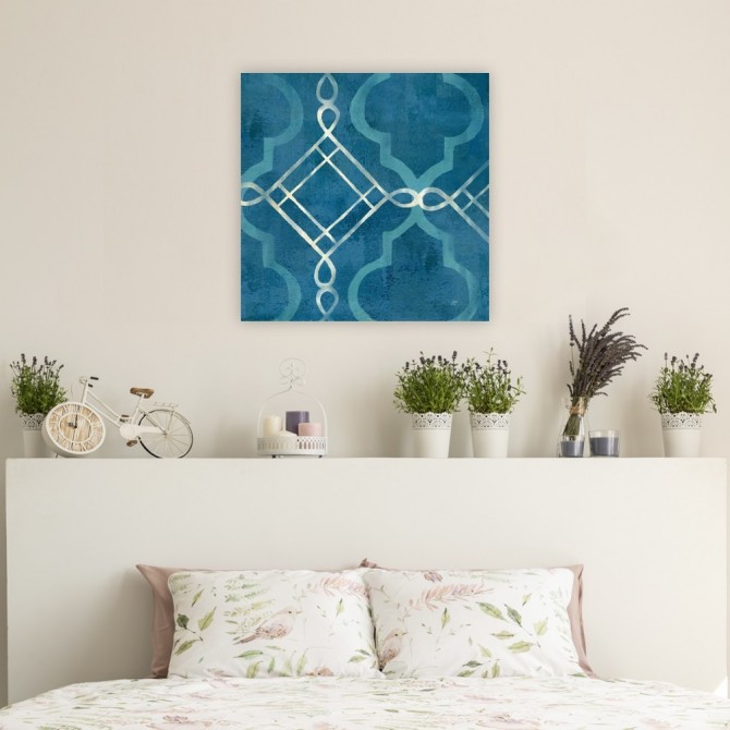 Abstract Waves Blue-Gray Tiles I