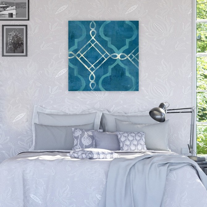 Abstract Waves Blue-Gray Tiles I