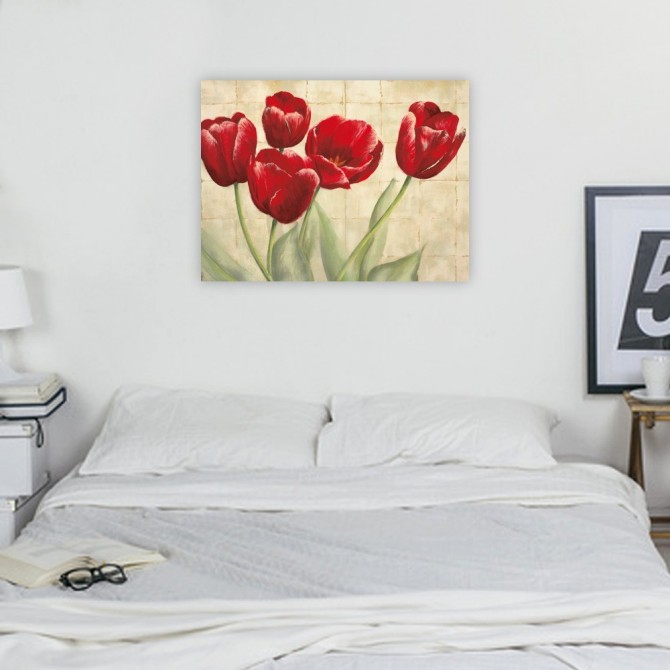 Red Tulips on Ivory