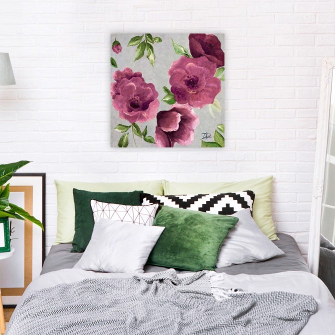 Cuadro para dormitorio - Gray and Plum Florals II - Cuadrostock