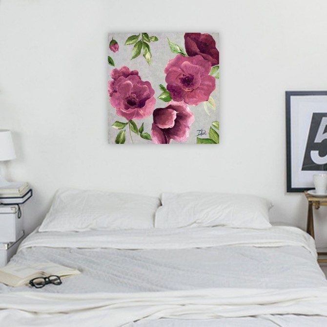 Cuadro para dormitorio - Gray and Plum Florals II - Cuadrostock