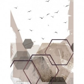 Abstract Hexagons Beige