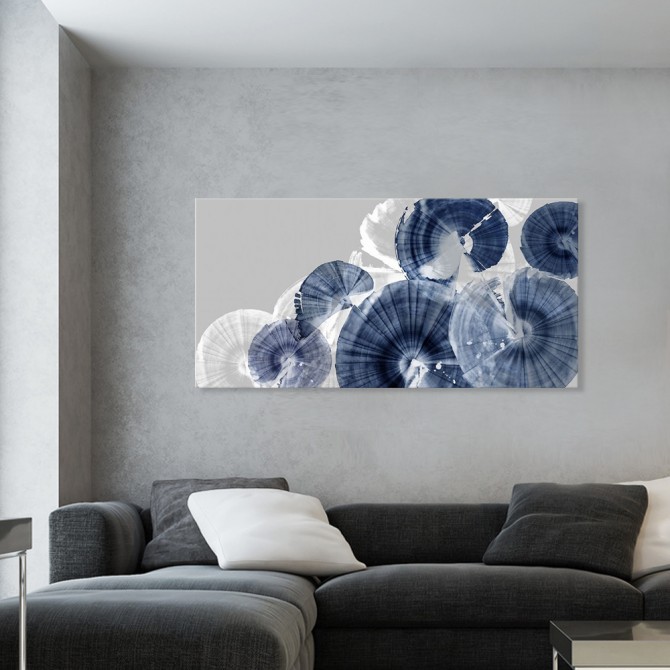 Cuadro Abstracto Grande - Indigo Orbit - 160x80 cm