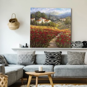 Cuadro Paisaje de Campo y Flores -Fleur Du Pays I - 100x100 cm - Cuadrostock