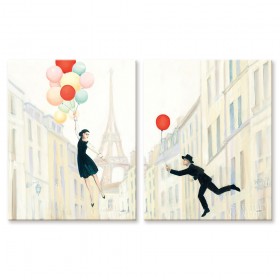 Juego de 2 Cuadros Pareja con globos