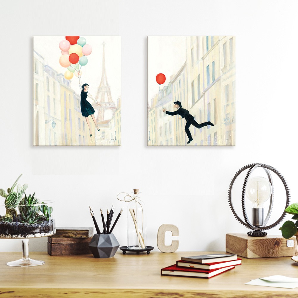 Juego de 2 Cuadros Pareja con globos Juego de 2 Cuadros Pareja con globos